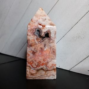 $Sold$Pink Crazy Lace & Chalcedony Tower